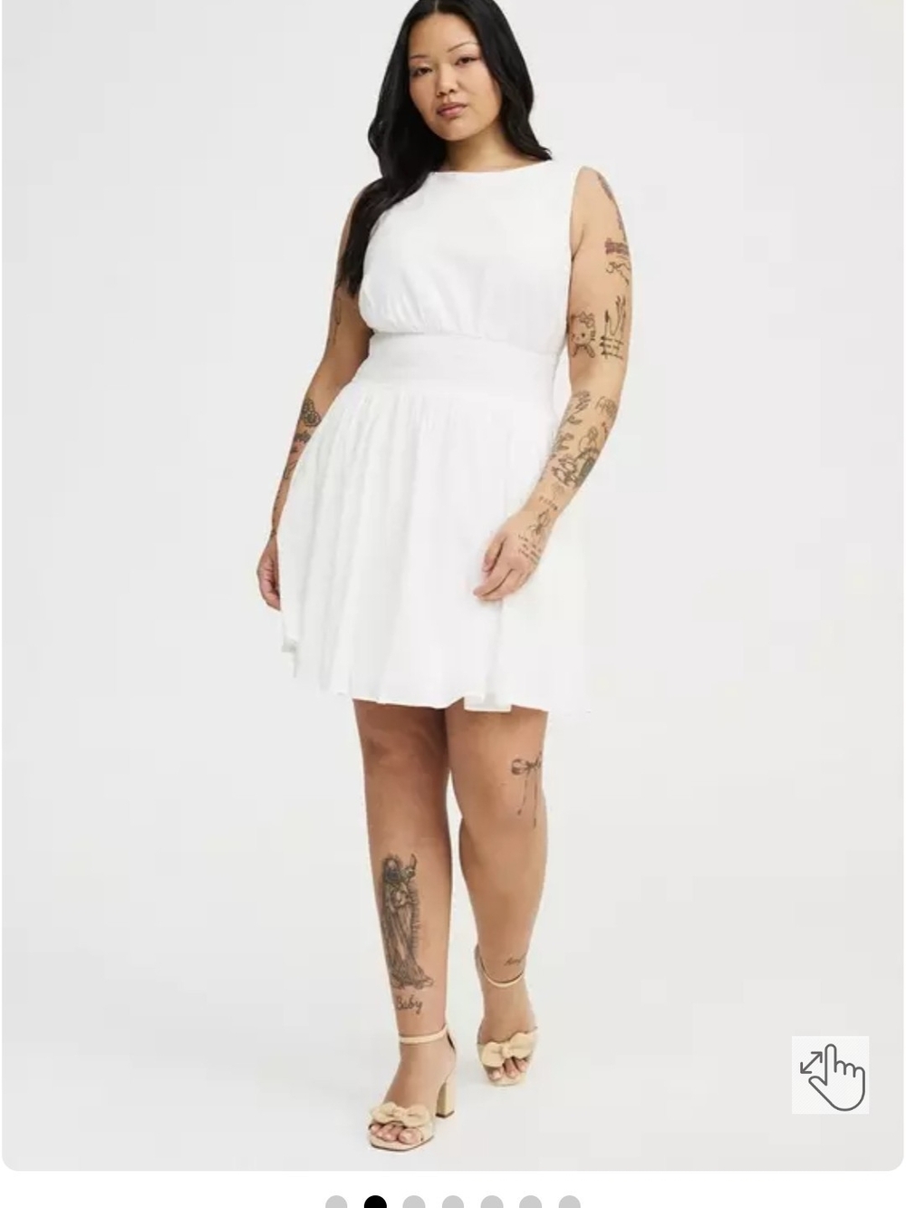 White Sleeveless Mini Dress with Fitted Waist